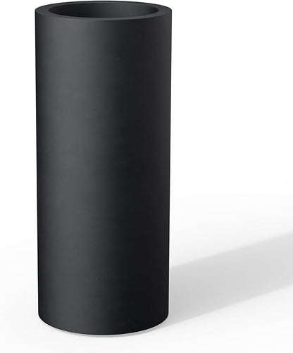 Kante 18.9 Inch Tall Cylindrical Planter, Large Round Plant Pots with Drainage Hole, Made with Concrete, Suitable for Indoor Outdoor Plants, Home Decor, Black