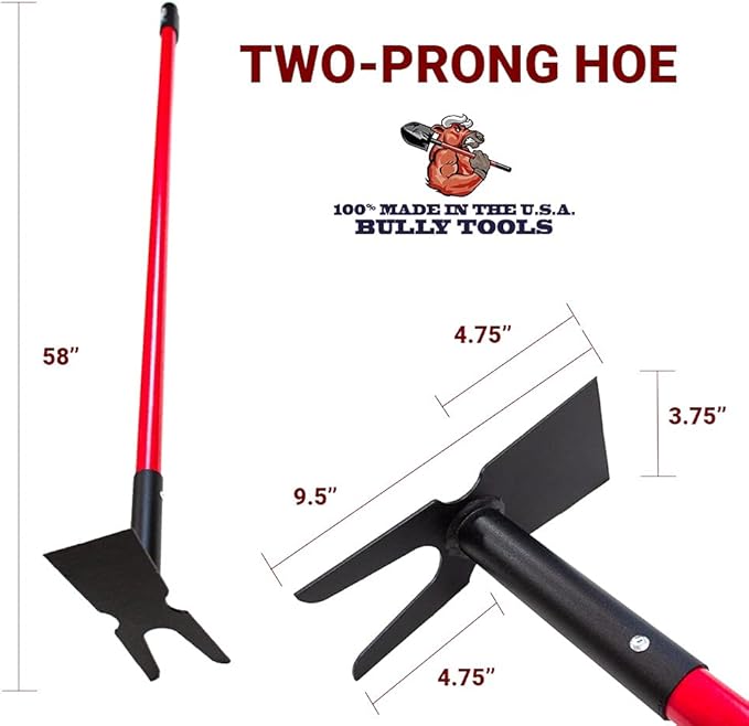 Bully Tools 92357 12-Gauge 2-Prong Weeding Hoe with Fiberglass Handle