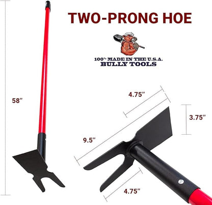 Bully Tools 92357 12-Gauge 2-Prong Weeding Hoe with Fiberglass Handle