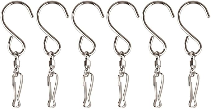 KUUQA Swivel Hooks Clips for Hanging Wind Spinners Wind Chimes Crystal Twisters Party Supply(6 Pack)