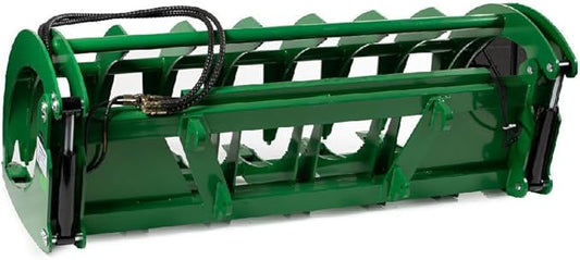 Titan Attachments Extreme Root Grapple Rake Attachment, Global Euro Connection, Heavy-Duty Rake Attachment, Twin 3,000 PSI Cylinders, Replaceable Forged Steel Teeth