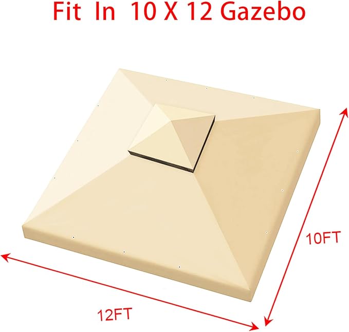 Hugline Outdoor Replacement Canopy Top Double Tier Gazebo Roof Cover for Lowe's Allen Roth 10x12 Gazebo #GF-12S004B-1 (Beige)