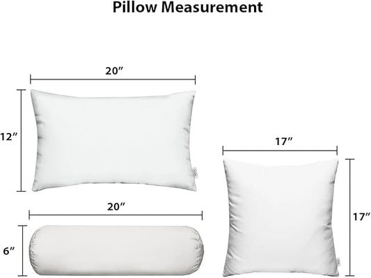 RSH DECOR: 6-Pack Red White & Blue Pillow Set | All-Weather Spun Fabric | Water & Fade-Resistant | Outdoor Pillows Lumbar, Square, & Neck Roll | Red, White, Navy Blue & White Stripe