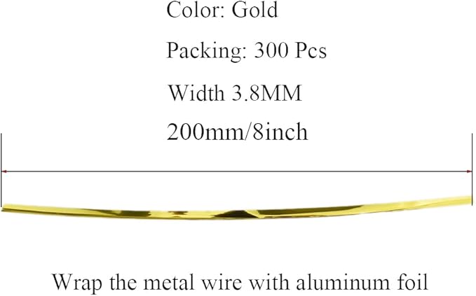 HAHIYO 300Pcs 8inches Gold Metal Twist Ties Bread Candy Coffee Bag Ties Plant Garden Twist Ties for Cellophane Treat Bags Gift Wraping Bags Plastic Bags Halloween Party Cake Present Art Crafts