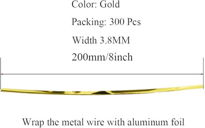 HAHIYO 300Pcs 8inches Gold Metal Twist Ties Bread Candy Coffee Bag Ties Plant Garden Twist Ties for Cellophane Treat Bags Gift Wraping Bags Plastic Bags Halloween Party Cake Present Art Crafts