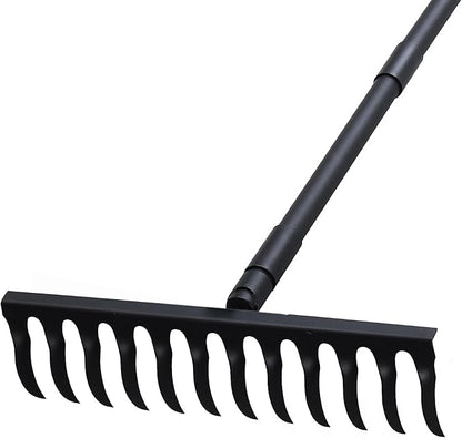 Pragmatist Bow Rake Heavy Duty 60" Metal Head Garden Rake with Adjustable Stainless Steel Handle Garden Tool for Loosening Soil Leveling Mulch Gathering Leaf