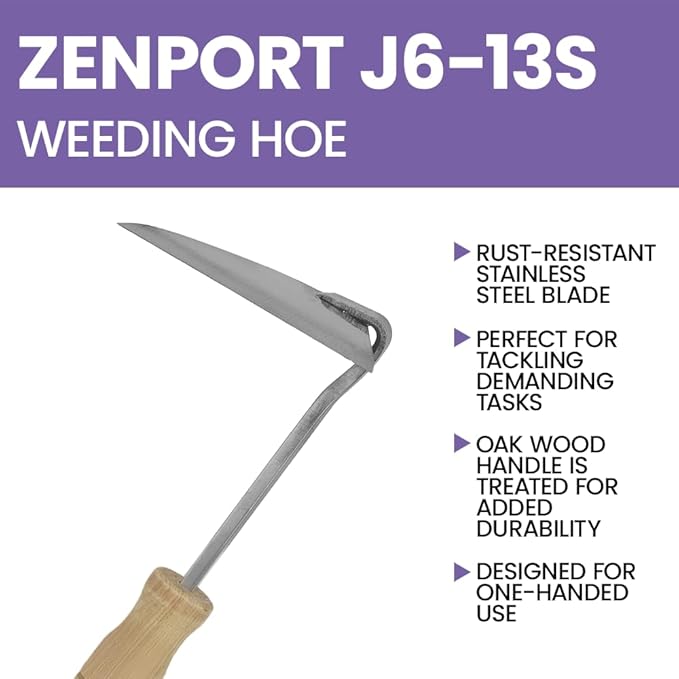 Zenport J613S Weeding Hoe, 10-Inch, Stainless Steel