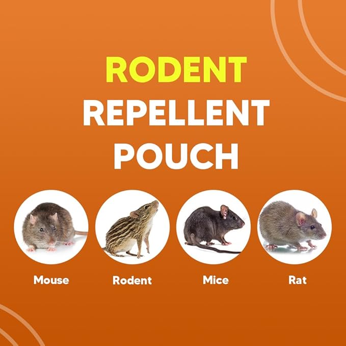 Rodent Repellent Pouches, Rodent Repellent for Car Engines, Mice Repellent Indoor, Natural Peppermint Mouse Repellent, Get Rid of Rodent/Rat & Mice, Safe for Children and Pets - 8P