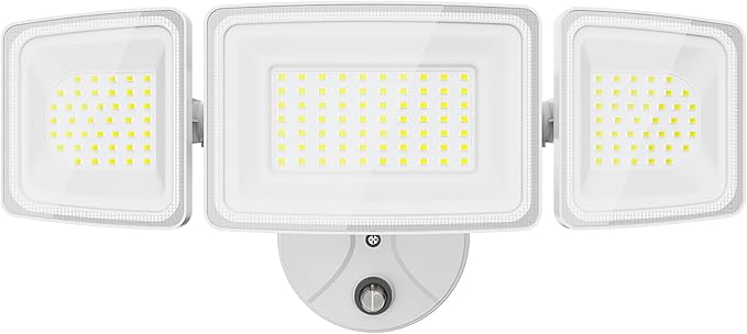 Onforu Dusk to Dawn Outdoor Lighting,100W 9000LM Bright LED Flood Lights,IP65 Waterproof 3 Adjustable Heads Security Lights Fixture,6500K White OutdoorLighting for Garage,Patio,Yard