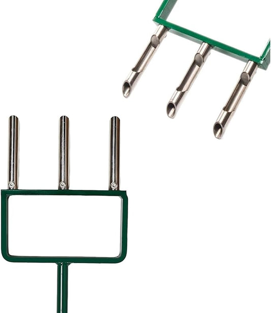 Lawn Aerator, Push Core Aerator Lawn Tool, Stainless Steel 3-Corer Hand Aeration – Manual Yard Plug Aerator for Compacted Garden Soil, Garden Care, Gardening Core Aeration Tool