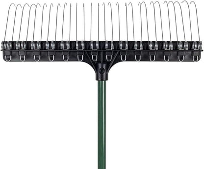 THE GROUNDSKEEPER II Rake 55-inch Lightweight Fiberglass Handle, 21-inch Head, Durable Steel Tines for Gardening, De-Thatching or Professional Landscaping - Green (6-Pack)
