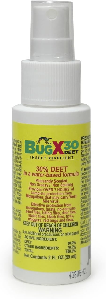 CoreTex Bug X 30 Mosquito, Tick, & Insect Repellent Spray with 30% DEET - 2oz Bottle of Bug Repellent for Up to 7+ Hours of Protection Against 12 Types of Insects