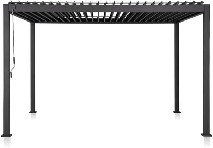 Mirador 111S Round Louvered Pergola Gazebo, 10Ft x 13Ft, Full Aluminum Frame, Adjustable Roof, Outdoor, Durable, Charcoal