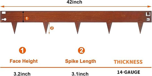 6.3Inch Cor-Ten Steel Landscape Edging, 6 Pack Hammer-in Metal Edging for Landscaping, Garden Edging for Lawn,Pathway, Yard