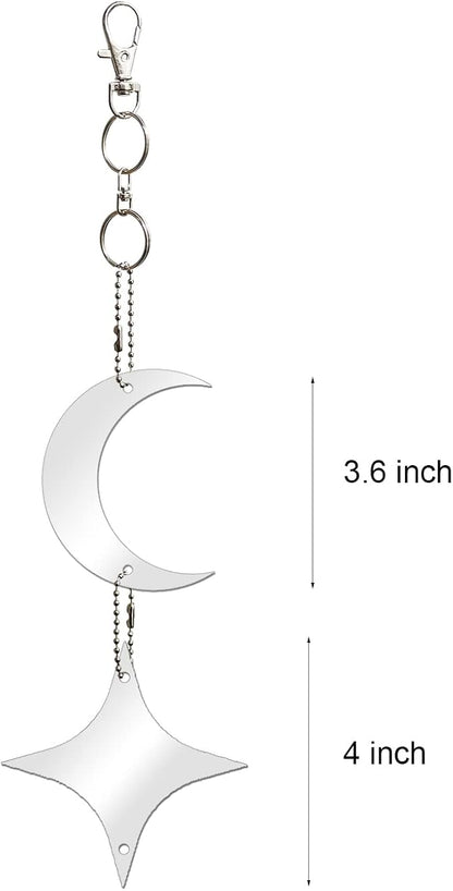 Keep Birds Away Mirror Disc, Hanging Reflectors to Scare Birds Away from Your House and Garden, 16 Moon-Star Discs