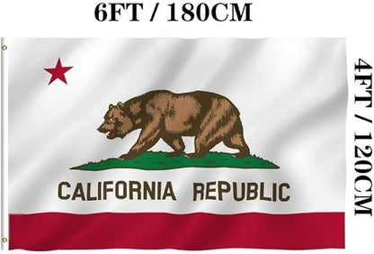 Jayus Double Sided California Ca State Flags 4x6 FT Outdoor - 320D Heavy Duty Nylon Republic of Californian Cali Bear Flag Banner with 2 Grommets