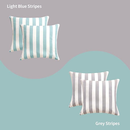 Pack of 2 Decorative Outdoor Throw Pillows 23" x 23" Square Garden Cushion for Patio Sofa Thick Cushion for Couch,Sofa,Black Stripes
