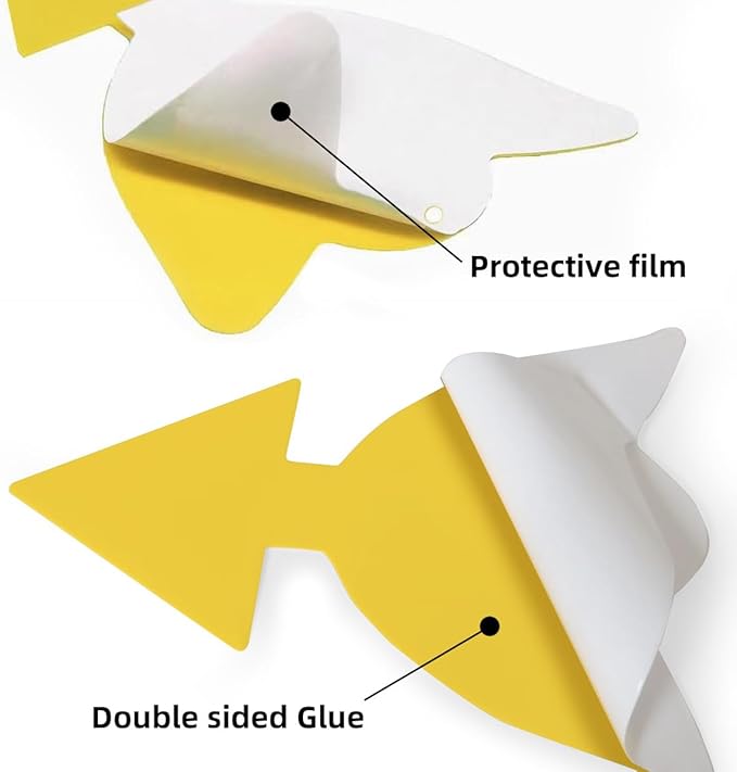 36 Pcs Classic Sticky Traps for Fungus Gnat (Plants), Fruit Fly, Whitefly, and Fly, Yellow Sticky Insect Catcher Traps for Indoor/Outdoor, Kitchen, and Plants, High-End Glue, Non-Toxic, 4 Shapes