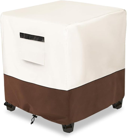 Waterproof Patio Ottoman Cover,Square Patio Small Side Table Cover,Heavy Duty Outdoor Furniture Cover Size 22L x 22W x 18H inch(Beige&Brown)