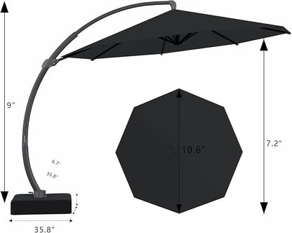7-Piece Patio Dining Set with 11 FT Curvy Cantilever Umbrella, HDPE Tabletop & Aluminum Frame All-Weather Outdoor Furniture for Garden, Backyard, Poolside, Navy