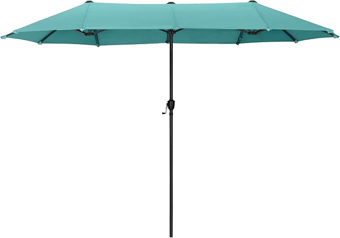 PHI VILLA 13ft Large Patio Umbrellas, Double-Sided Outdoor Market Rectangle Umbrella for Outside, Turquois