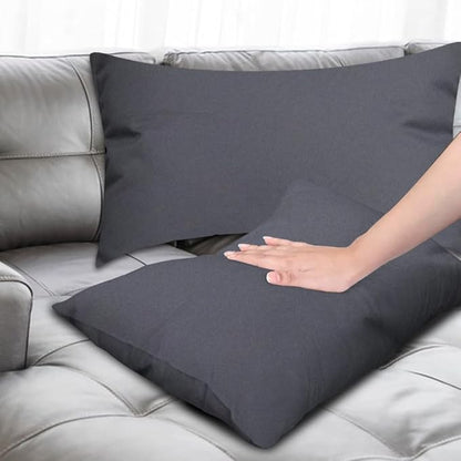 Covers & All Premium Square Throw Pillow Inserts with Covers Set of 4, 14 x 22 Inches Charcoal Gray, Decorative Cushions for Couch Sofa Home Decor Office Travel UV Resistant Waterproof Soft Cushions