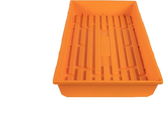 SUNPACK 10" x 20" Mega Plastic Seed Starting Tray, Orange, 2.5" (Pack of 30) - No Drainage Holes, Ideal for Greenhouses or Indoor Gardening - Made of Thick, Strong Plastic