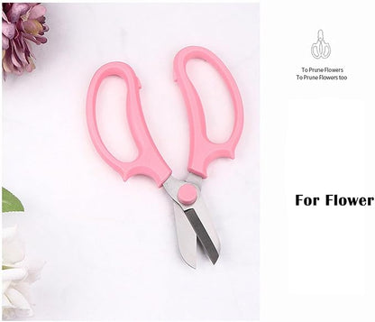 Gardening Scissor Pink Sharp Blade Alloy Steel Garden Shears for Cutting Flowers Trimming Plants of Yard Florist Rose Herb Hedge and Fruits Picking