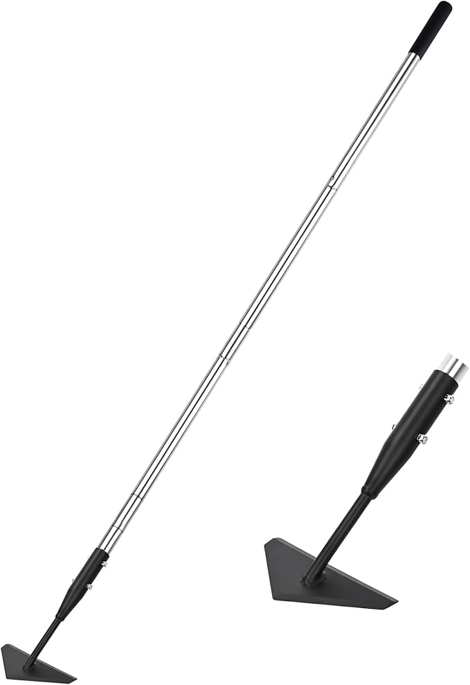 Triangle Garden Hoe, Carbon Steel Push-Pull Weeding Tool, Equipped with 57.5" Stainless Steel Long Handle – A Long-Handle Weeder for Digging, Weeding, Hoeing and Loosening Soil
