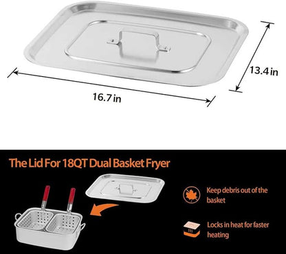 18 QT Deep Fryer Lid Aluminum Fryer Cover 16.5"×13.4" Ideal for Fryer