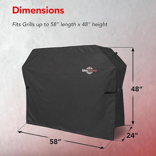 Heavy Duty BBQ Grill Cover for Outdoor Grill, 58 Inch – Waterproof, Weather Resistant, UV & Fade Resistant with Adjustable Straps – Gas Grill Cover for Weber, Charbroil, etc. Charcoal