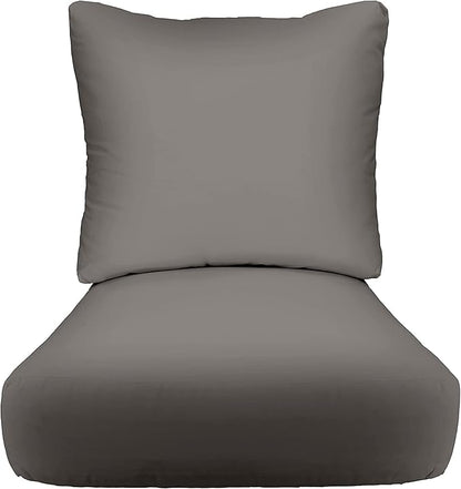 RSH DECOR Deep Seating Cushion with Pillow Back | 24” x 26” x 5" Seat | Water and Fade-Resistant Spun Fabric | Made in USA | Outdoor Chair Cushion Set for Patio Furniture (Charcoal Grey)