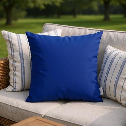 RSH DECOR: Sunbrella Square Throw Pillows Set of 4 | 24" x 24" | Water and Fade-Resistant Performance Fabric | Outdoor Pillow Covers with Down-Alternative Inserts | Canvas True Blue