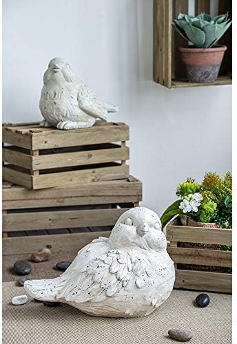 A&B Home Indoor Outdoor Large Vintage Bird Figurine Statue, 15.4 Inch Long, Off White