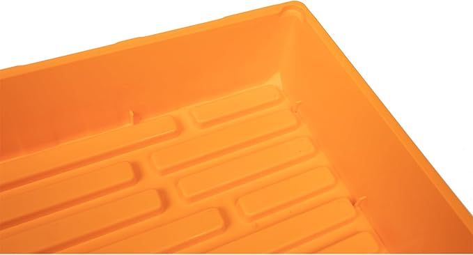 SUNPACK 10" x 20" Mega Plastic Seed Starting Tray, Orange, 2.5" (Pack of 10) - No Drainage Holes, Ideal for Greenhouses or Indoor Gardening - Made of Thick, Strong Plastic