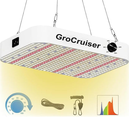600W Dimmable Grow Light LED, 2025 Upgrade Grow Lights for Indoor Plants Full Spectrum, Plant Growing Lamp for Seed Starting Veg Bloom, Daisy Chain Function and Quiet Built-in Fan