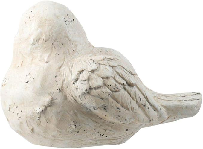 A&B Home Indoor Outdoor Large Vintage Bird Figurine Statue, 15.4 Inch Long, Off White