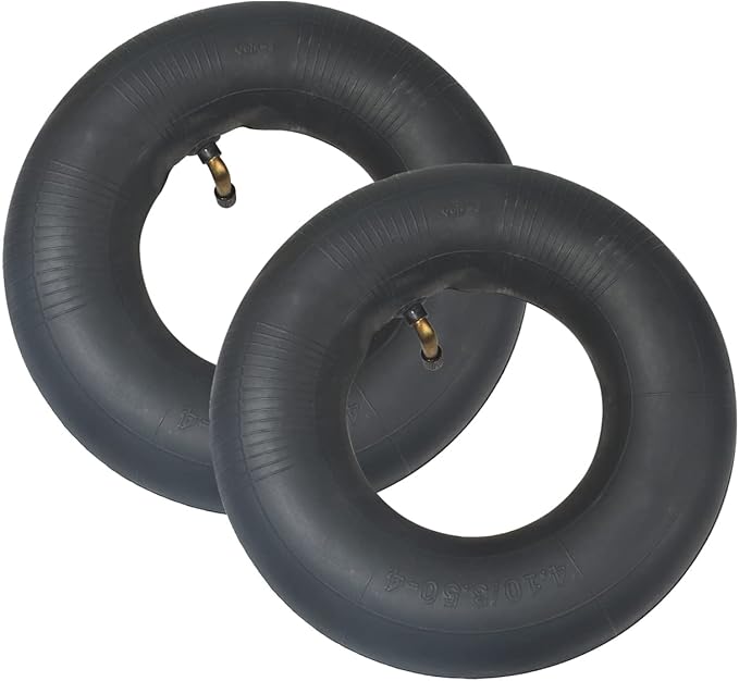 4.10/3.50-4 Heavy Duty Replacement Inner Tube with TR-87 Bent Valve Stem (2-Pack) - for Wheelbarrows, Mowers, Hand Trucks and More 3.50-4 Tire