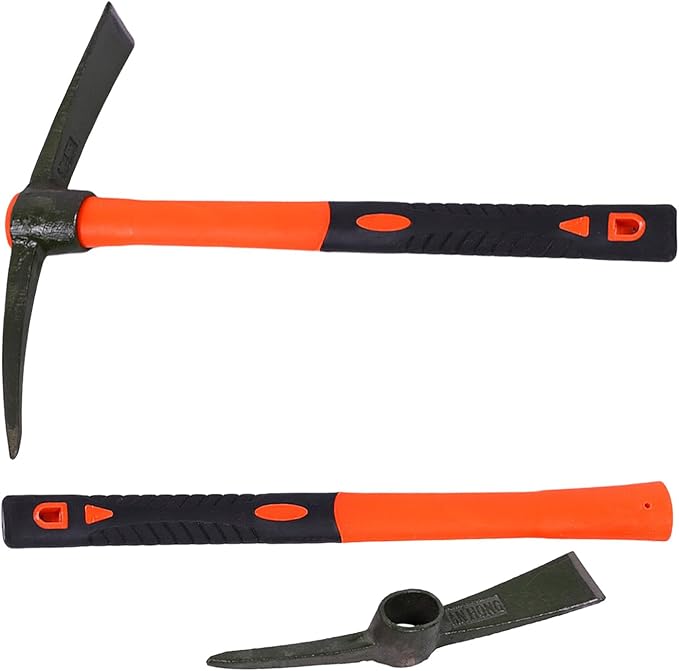 Garden Pick Mattock Fiberglass Handle For Soil Breaking Planting Camping Landscaping Home Excavation Trail Maintenance