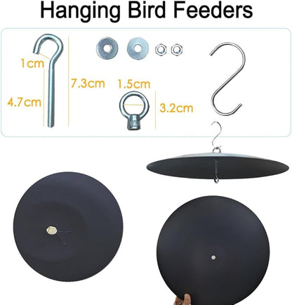 Bird Feeder Baffle, Guard for Bird Houses,13 inch Metal Hanging Baffle Weather Guard Cover for Outside Black