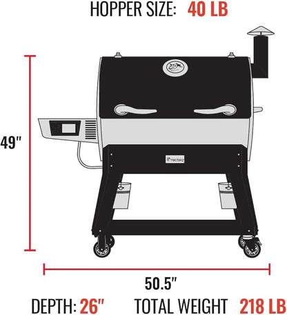 recteq Pellet Grill Smoker - Flagship 1600, Wood Pellet Smoker, BBQ Pellet Smokers, Wi-Fi Smart Grill, 1600 Sq. In. Cook Space, Pellet Smoker Grill, 40 lbs Hopper, 40 Hr Cooking, BBQ Master Bundle
