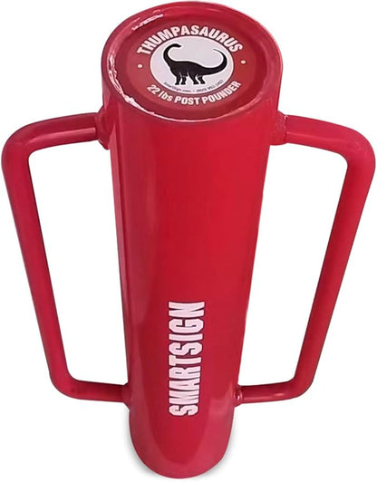 SmartSign Post Driver, Heavy Duty 22 lb Steel Post Pounder for Sign Posts/U-Channels/Fence Posts, Red