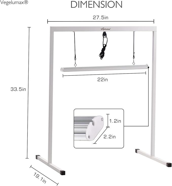 50W LED 2 feet Grow Light Lamp with Stand Rack CRI90+ for Horticulture Indoor Plant Growth Veg Flowering Fruiting,Full Spectrum 3300K,Iron Pipe Frame,Aluminum Heat Sink,Height Adjustable