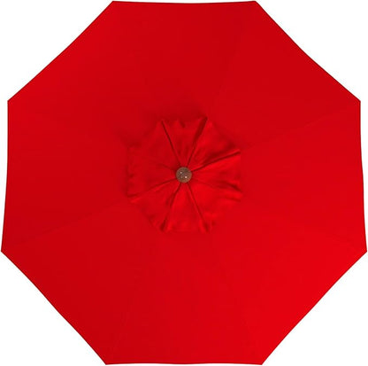 California Umbrella 9' Premium Commercial Hardwood Patio Umbrella, Manual Lift With Sunbrella Jockey Red Fabric