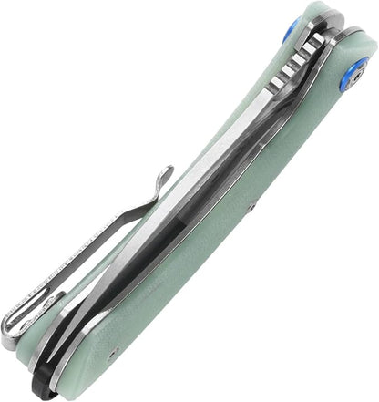 Sitivien ST147 Folding Pocket Knife,14C28N Steel Blade with G10 Handle Utility Knife EDC Tool Knife for Outdoor Camping,Hiking,Hunting(Jade)