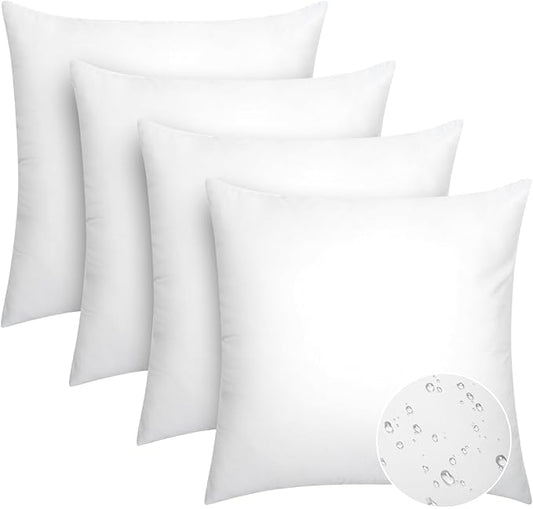 Pack of 4 20x20 Outdoor Pillow Inserts, Water Resistant Throw Pillow Inserts, Cushion Inner Pads for Patio, Furniture, Sofa, Bed, Living Room, Garden Decorative Waterproof Pillow Inserts