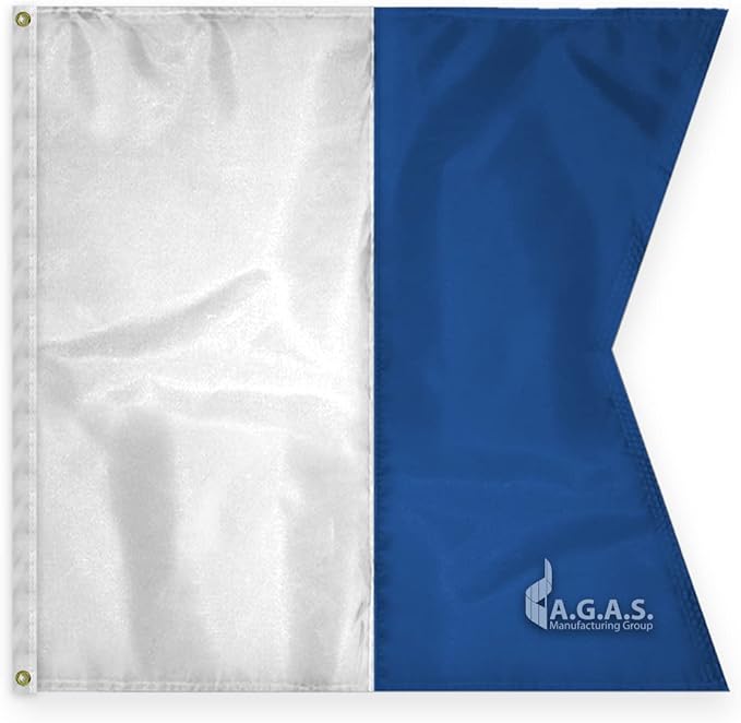 AGAS Alpha Code A Marine Signal 4x4 Ft Flag - Printed 200D Nylon - Canvas Header - Brass Grommets - Colorfast & Stitched Edges - Nautical Boat Flag - Naval Code Signal Flag.