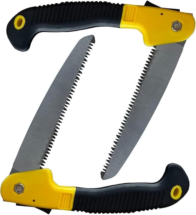 2PACK 7" Folding Hand Saw – Heavy Duty Pruning & Camping Saw with Triple-Cut Blade, Safety Lock – Ideal for Hunting, Backpacking, Tree Trimming, Bushcraft, and DIY (Cuts Dry Wood, Bamboo, Branches)