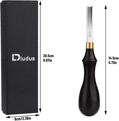 Leather Edge Beveler Tool, French Skiver, 6mm Wide Mouth Leather Edge Trimmer Skiving Crafting Tools with Wooden Handle for DIY Craft