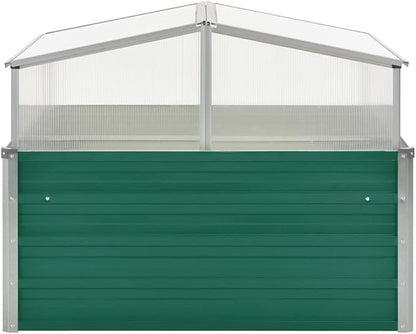 Galvanized Steel Greenhouse, 39.4"x39.4"x30.3", Green